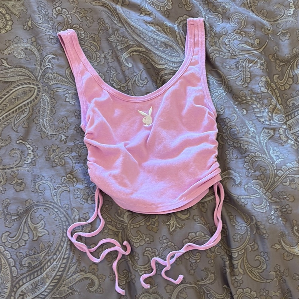 Pink PLAYBOY by Pacsun Ruched Tank Top Size Small